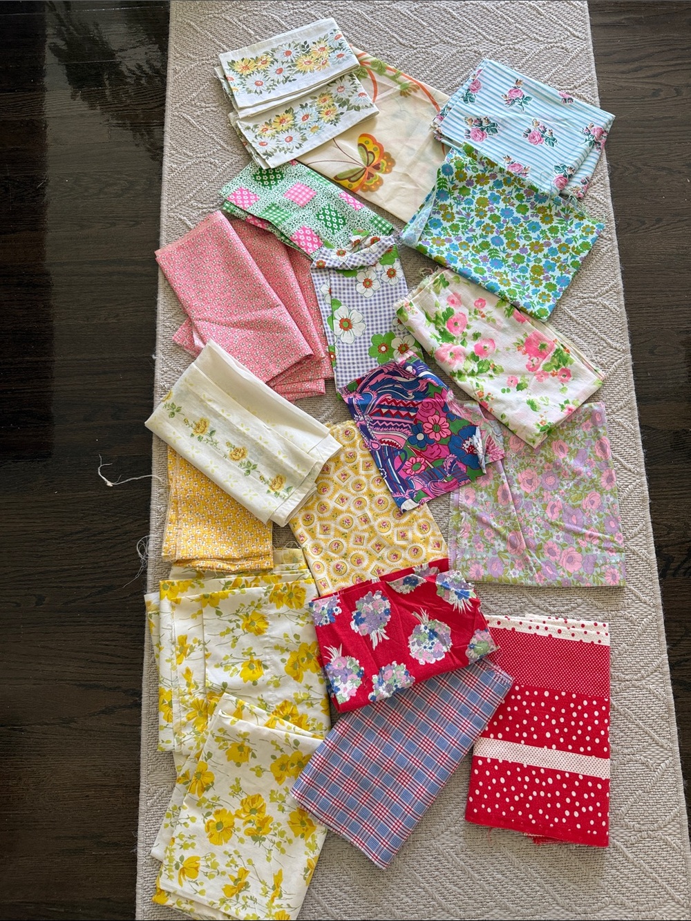 Vintage 70s 80s Assorted Floral Fabrics Lot